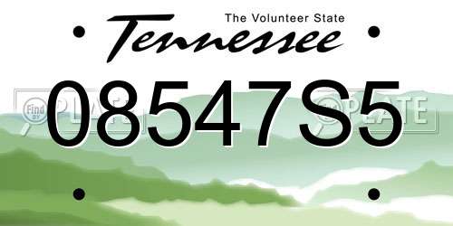 08547S5 Tennessee License Plate