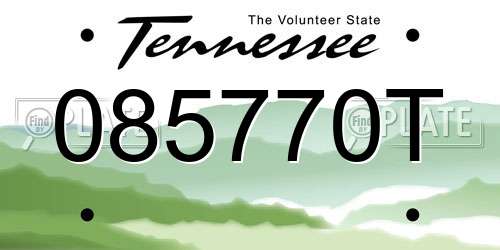 085770T Tennessee License Plate