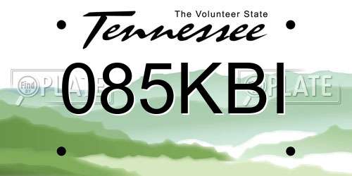 085KBI Tennessee License Plate