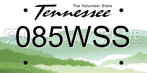 085WSS Tennessee License Plate