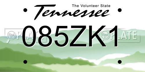 085ZK1 Tennessee License Plate