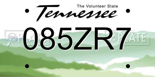 085ZR7 Tennessee License Plate
