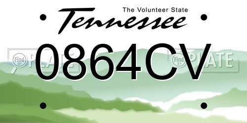 0864CV Tennessee License Plate