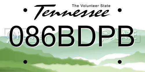 086BDPB Tennessee License Plate