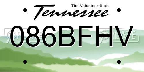 086BFHV Tennessee License Plate