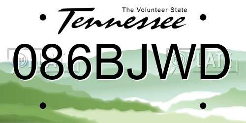 086BJWD Tennessee License Plate