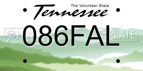 086FAL Tennessee License Plate