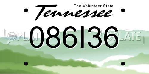 086I36 Tennessee License Plate