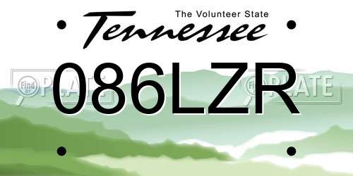 086LZR Tennessee License Plate