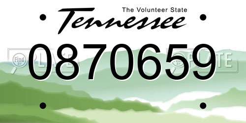 0870659 Tennessee License Plate
