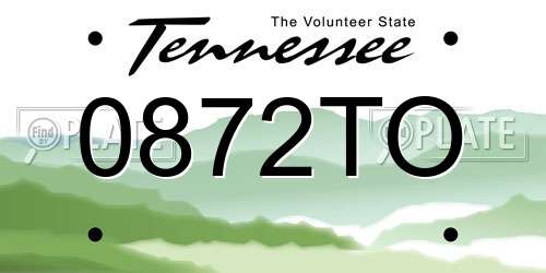 0872TO Tennessee License Plate