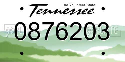 0876203 Tennessee License Plate