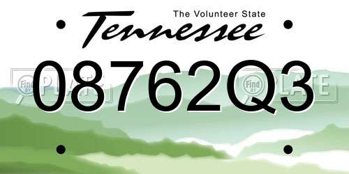 08762Q3 Tennessee License Plate