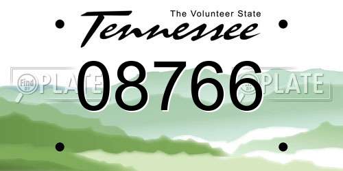 08766 Tennessee License Plate