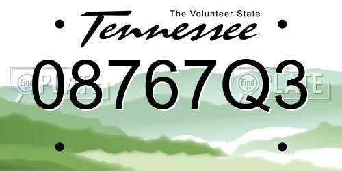 08767Q3 Tennessee License Plate