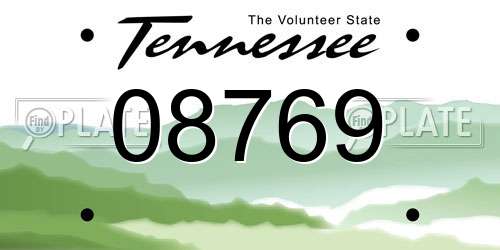 08769 Tennessee License Plate