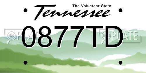 0877TD Tennessee License Plate
