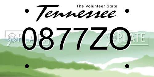 0877ZO Tennessee License Plate
