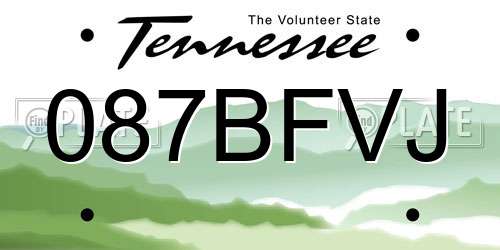 087BFVJ Tennessee License Plate