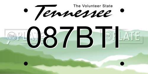 087BTI Tennessee License Plate