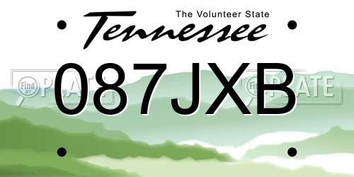 087JXB Tennessee License Plate