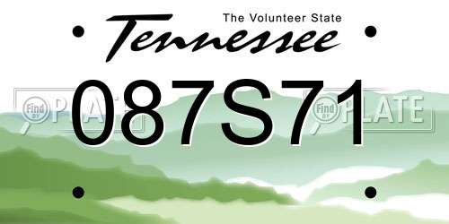 087S71 Tennessee License Plate