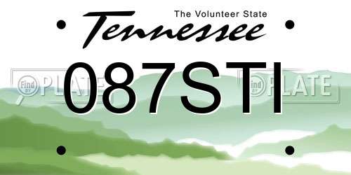 087STI Tennessee License Plate