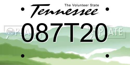 087T20 Tennessee License Plate