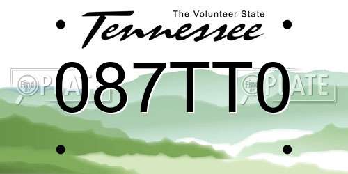 087TT0 Tennessee License Plate
