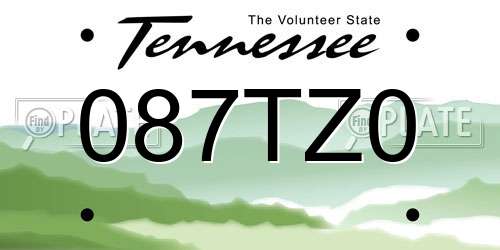 087TZ0 Tennessee License Plate
