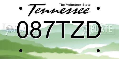 087TZD Tennessee License Plate