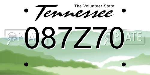 087Z70 Tennessee License Plate