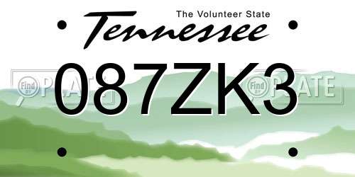087ZK3 Tennessee License Plate