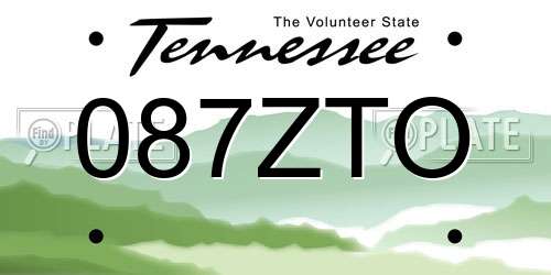 087ZTO Tennessee License Plate