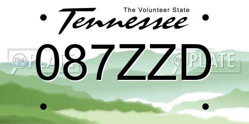 087ZZD Tennessee License Plate