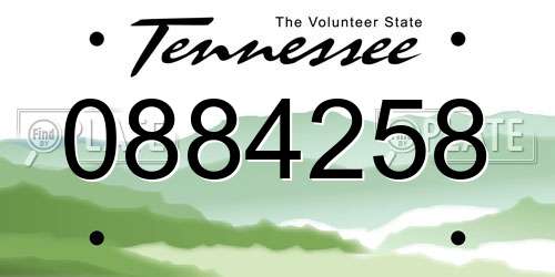 0884258 Tennessee License Plate