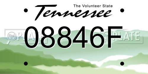 08846F Tennessee License Plate