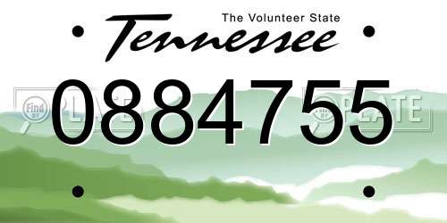 0884755 Tennessee License Plate