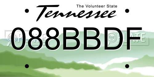 088BBDF Tennessee License Plate