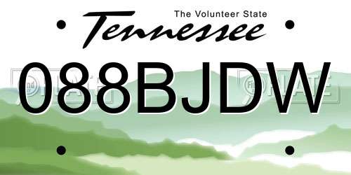 088BJDW Tennessee License Plate
