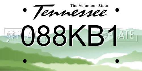 088KB1 Tennessee License Plate