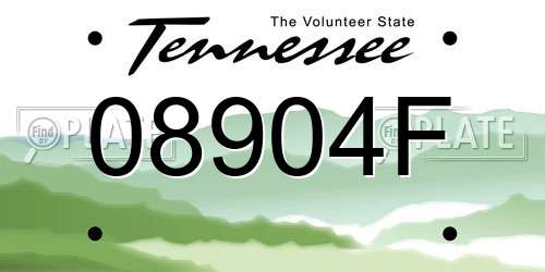 08904F Tennessee License Plate