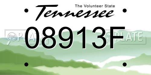08913F Tennessee License Plate
