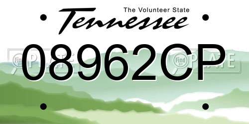 08962CP Tennessee License Plate