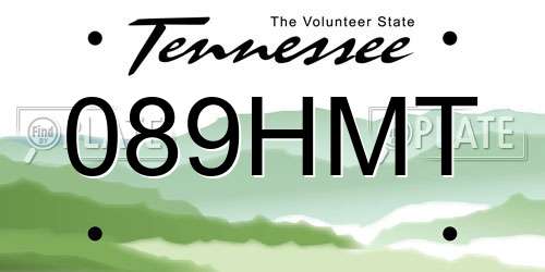 089HMT Tennessee License Plate