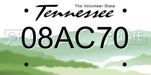 08AC70 Tennessee License Plate