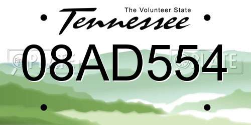 08AD554 Tennessee License Plate