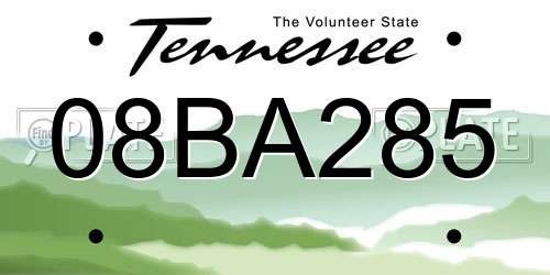 08BA285 Tennessee License Plate