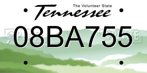 08BA755 Tennessee License Plate
