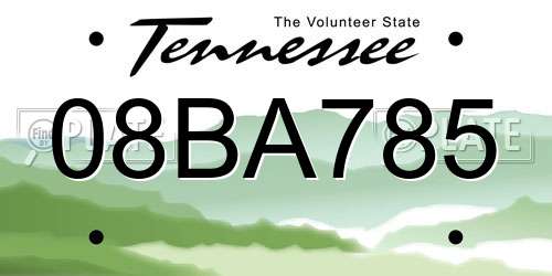 08BA785 Tennessee License Plate